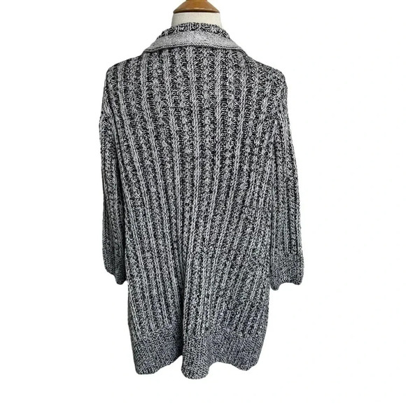 Thakoon S oversized black + white chunky knit open cardigan with pockets - Picture 3 of 5